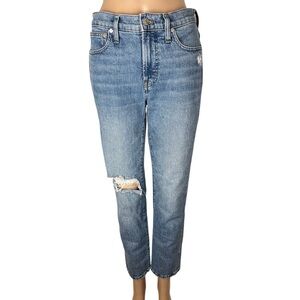 Madewell Mid-Rise Perfect Vintage Distressed Straight Leg Stretch Jeans